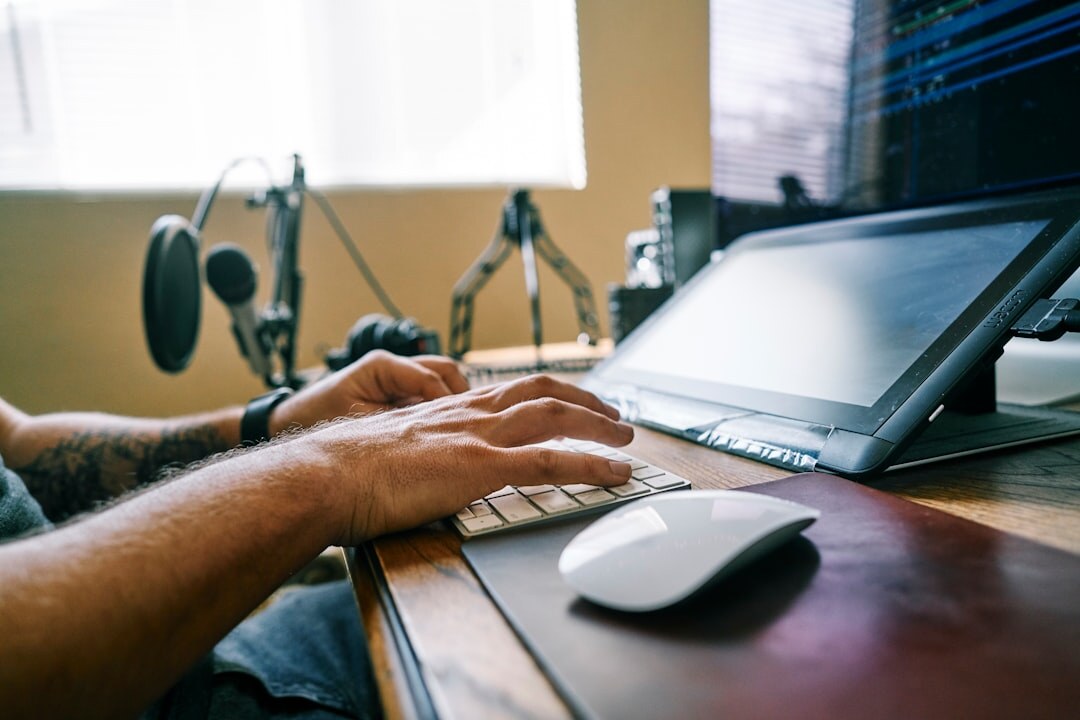 professional video editor at desk
