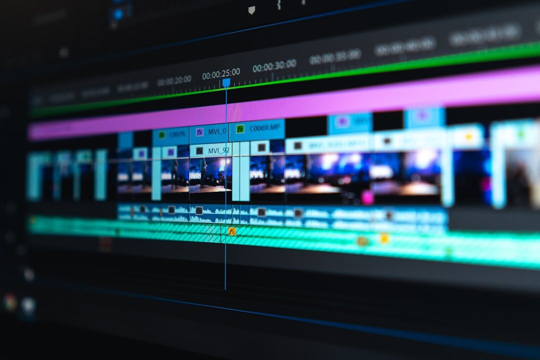 video editing on computer screen