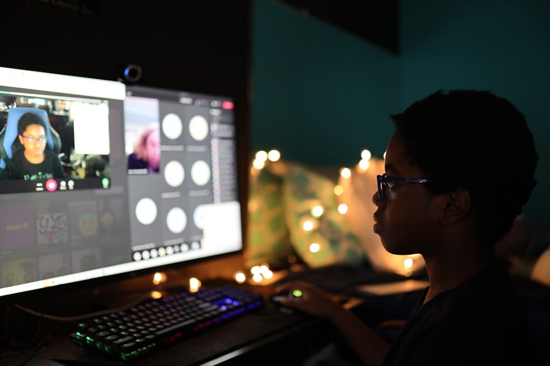 professional video editor at computer